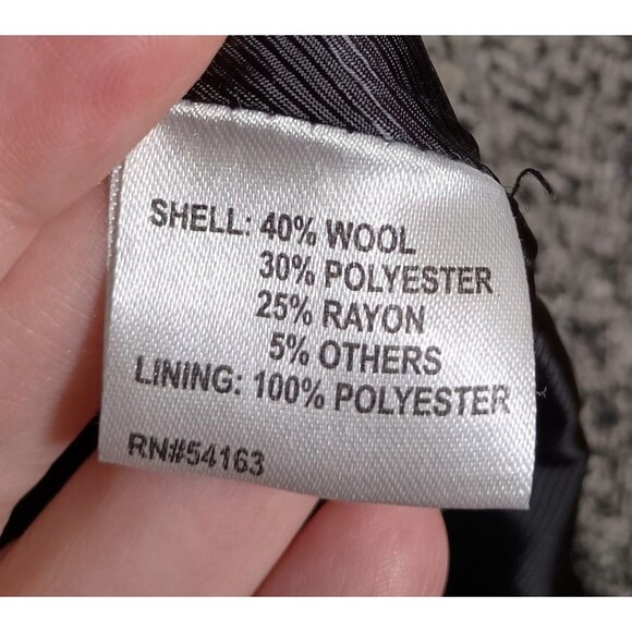 Calvin Klein Herringbone Double Breasted Wool Blend Belt Tweed Pea Coat Size 16 - Picture 5 of 8